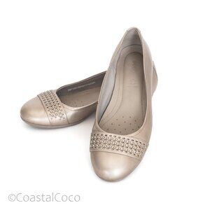 Ecco Touch Metallic Leather Flats Size 39, US 8 Comfort Cushioned Office Career